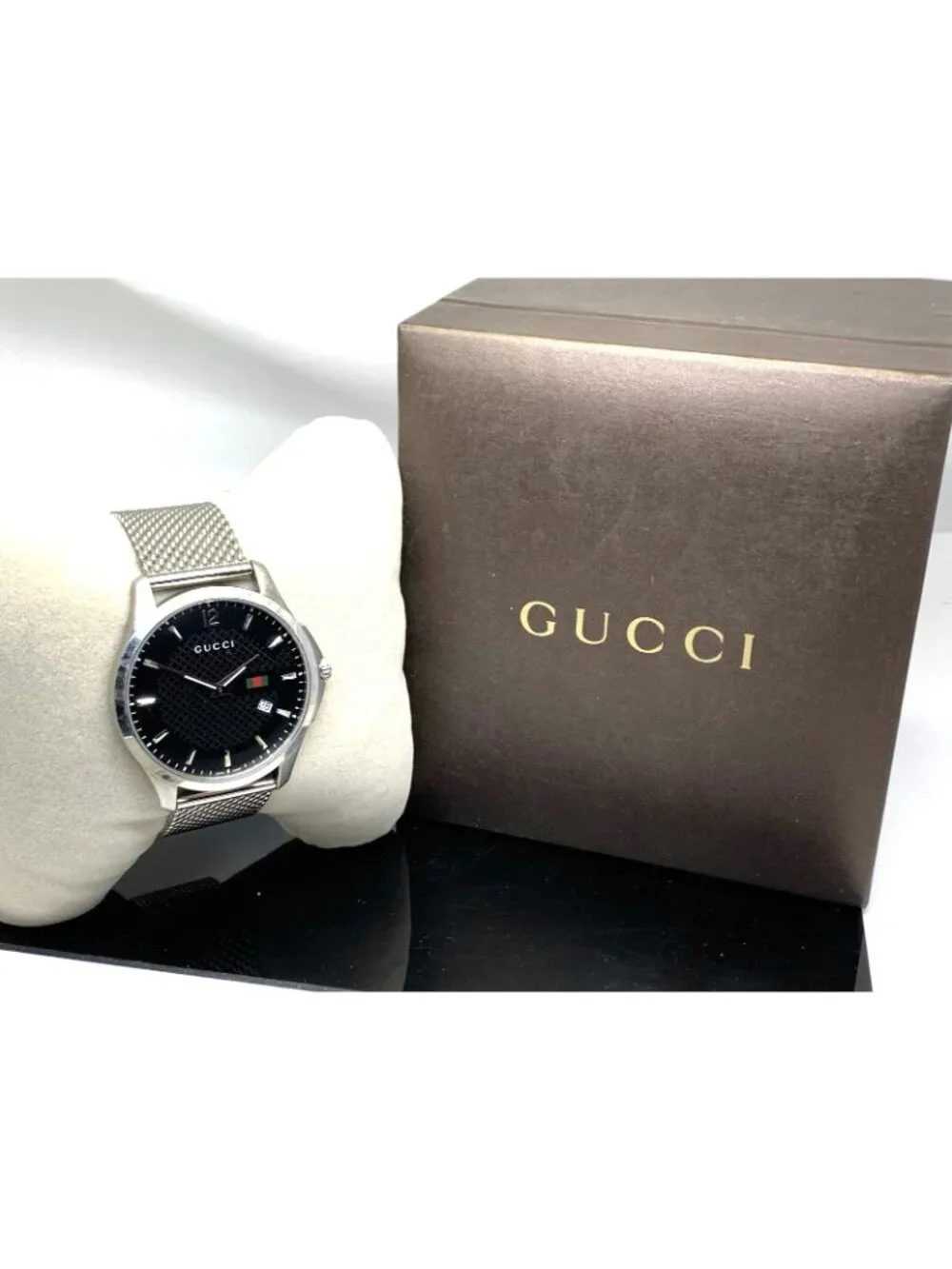 Gucci Men's Watch YA126308 G-Timeless Swiss Quartz Black Dial Stainless Steel